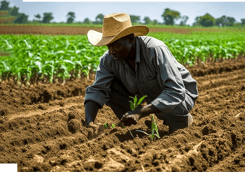 A Man on a Farm Field